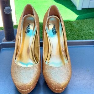 Charlotte Russe, gold glitter heel